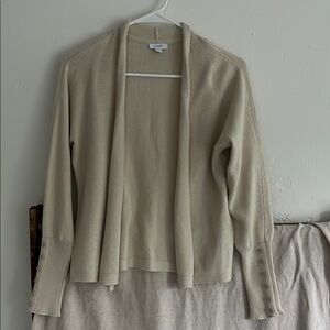 J Jill Cream Cardigan Sweater with Open Front Design